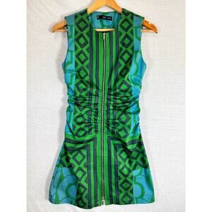 MANGO Geo Print Zip Minidress, Size 2 Women's